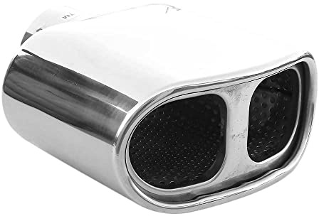 Universell Auspuff Blende Endrohr Doppel Dual Auspuffanlage Doppelrohr Endrohrblende Sportauspuff Schalldampf Sport Edelstahl Chrom Auto