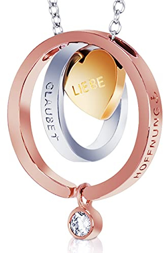 BomWod Sterling Silber S925 Halskette Damen, 45+5 cm mit Hochwertiger Geschenkbox - Glaube, Liebe, Hoffnung und Faith, Love, Hope