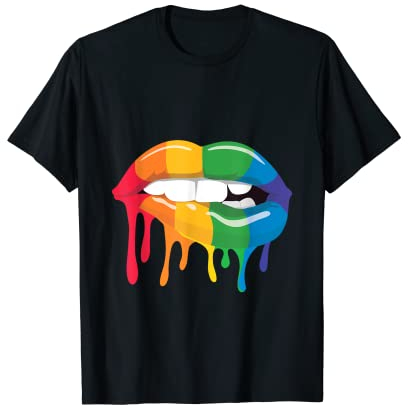 LGBTQ Gay Pride CSD Regenbogen Kussmund T-Shirt