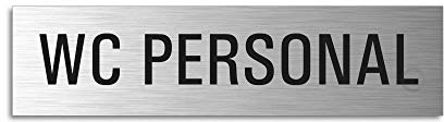 Türschild WC Personal Aluminiumschild Edelstahl-Optik 160 x 40 mm selbstklebend