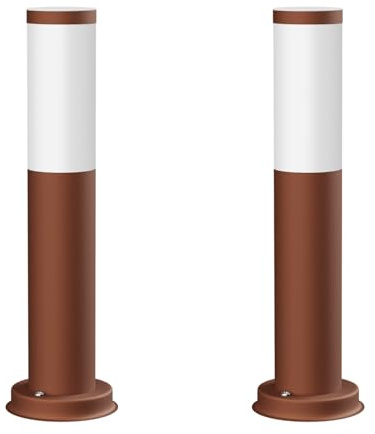 ledscom.de 2x Pollerleuchte PORU für außen, IP44, 39cm, braun, inkl. E27 Lampe max. 963lm, warmweiß