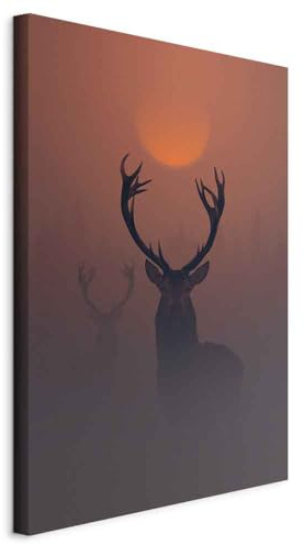 artgeist Acoustic Canvas Wall Art Print Deer 24x35 in - 1pcs Picture with Acoustic Foam Sound Print Artwork Room Acoustics Soundproofing Animal Nature Forest Moon g-C-0316-b-a