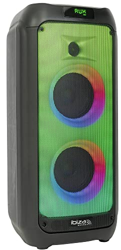 Ibiza - WAVE6 - Altoparlante a batteria da 250W/2x5,25 con Bluetooth, USB e microSD - Effetto WAVE LED e connessione wireless TWS - Nero