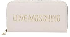 Love Moschino Schwarze Geldbörse mit Logo Schriftzug aus goldenen Nieten auf der Vorderseite.Innen Geldbörse mit zwei Geldscheinfächern, mehreren Kartenfächern und einem für, weiß, Einheitsgröße