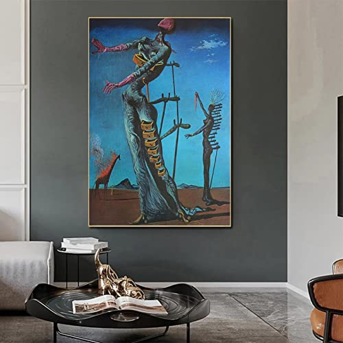 Druck auf Leinwand Salvador Dali Die brennende Giraffe, Leinwand, Wandkunst, Surrealismus, berühmte Gemälde, Reproduktion, Poster, Dekor, 80 x 120 cm, rahmenlos