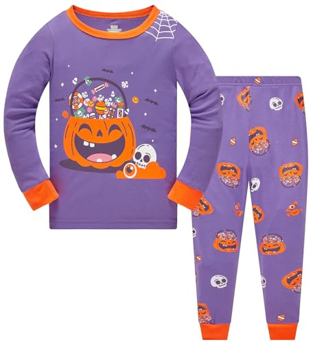 Boys Pyjamas Halloween Costumes for Kids Nightwear Cotton Toddler Clothes Girls Fun Sleepwear Unisex Pumpkin Lantern Long Sleeve 2 Piece PJs Sets 1-12 Years
