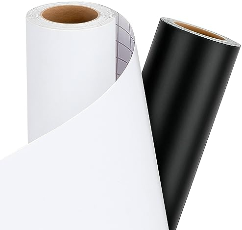 IModeur 30,5 x 458 cm Vinylfolie Plotter Schwarz und Weiß Matt - 2 Rolle Plotterfolie Vinyl Selbstklebend für Cricut Machines, Silhouette Cameo, die meisten Schneidemaschine