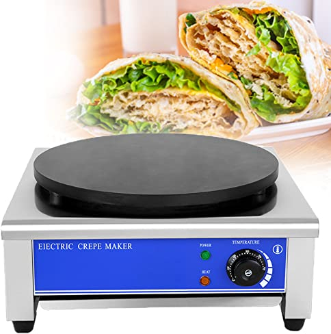 Máquina eléctrica para panqueques, máquina para Hornear panqueques, con Placas de Hierro Fundido de 400 mm, Fabricante de Crepes Comercial Profesional para Hacer Crepes, panqueques, Huevos, Tortillas