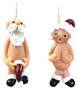 YOOYEH Christmas Naughty Santa Christmas Ornament Decorations 5CM Stocking Cap Santa Ornament Naked Santa Decorative Xmas Decor Ornaments Party Gifts (Small)
