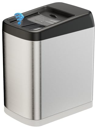 ELLO&ALLO 50 Liter 13 Gallon Touchless Rectangular Automatic Motion Sensor Trash Can for Kitchen, Brushed, 13 Gallon Black/Stainless Steel