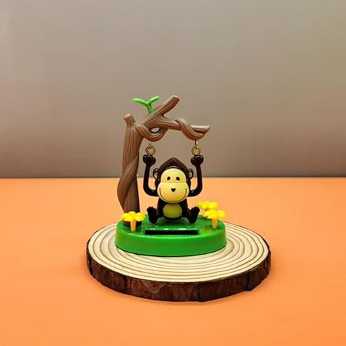RUDFUZ 1 x Solar-Ornamente, Wackelkopf-Puppe, Schaukel, Affe, Geschenk für Kinder, kreatives Auto-Zubehör