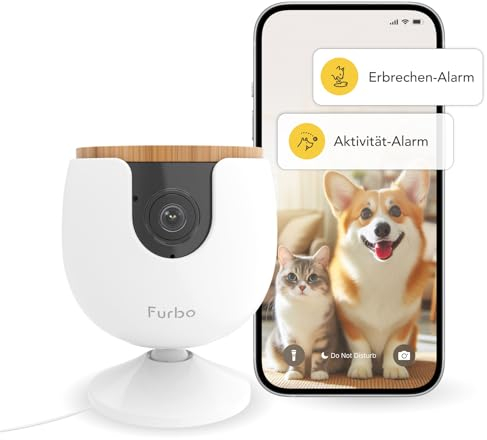 Furbo Caméra Mini pour Animaux - Pack avec alertes de sécurité Maison [ABONNEMENT Premium]: Caméra HD Intelligente avec app, Vision Nocturne, Audio bidirectionnel, Alerte aboiement/miaulement avancée