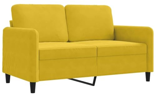 vidaXL Sofa 2-Sitzer, Loungesofa Couch mit Armlehnen Rückenkissen, Wohnzimmersofa Designsofa mit Metallgestell, Sitzmöbel Zweisitzer, Gelb Samt