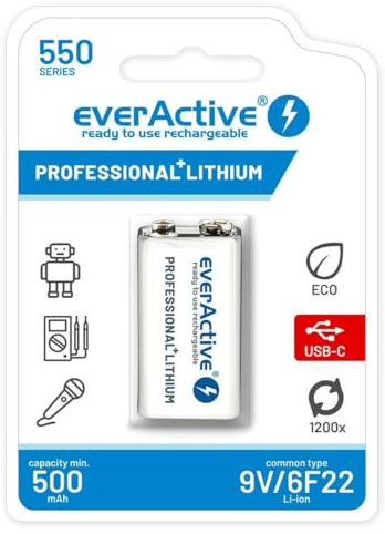 EverActive EVHR22-550C 9V Rechargeable Batteries