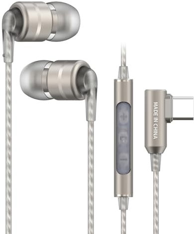 SoundMAGIC E80D Auriculares USB C con micrófono, stereo HiFi, bajos potentes, aíslan ruido, compatibles con Android, gris