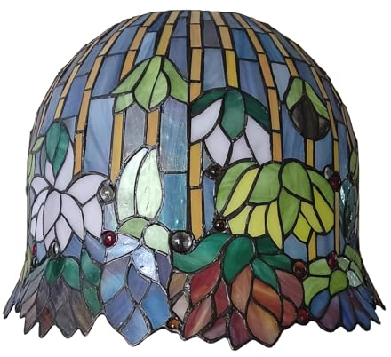 AIBOTY Tiffany Lampenschirm Ersatz für Tischlampe Stehlampe nur 16 breite Buntglas-Lotus-Lampenschirme Vintage Rot Rosa Blau Gelb Grün Blume Lichtabdeckung für Schreibtischleuchte Pendelleuchte