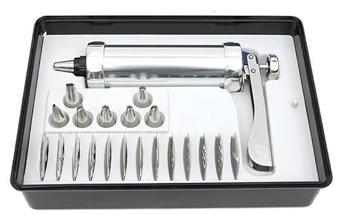 EdirFtra Stainless steel biscuit press gun kit, cake icing decoration kit, biscuit press pump biscuit making, 20 sets
