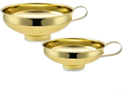 Trichter-Set aus Edelstahl in zwei Größen, 2 Trichter mit breiter Öffnung für die Küche (Gold)