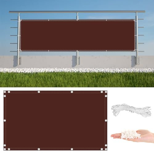 Paravento per balcone, 110 x 900 cm, marrone, resistente alle intemperie, HDPE, 165 g/m², ideale per il cortile e il giardino