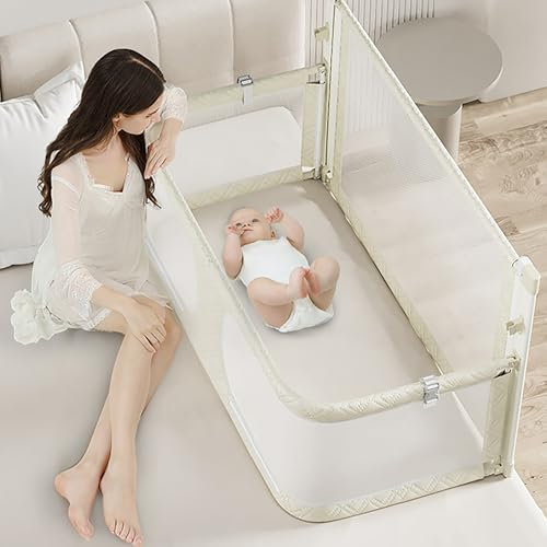 3-in-1 Babybett, Beistellbett Baby für Boxspringbett,Babywiege, zusammenklappbar als Beistellbett für Babys im Bett, faltbares tragbares Kinderbett, hochstellbares Beistellbett, Beistellbett für Babys