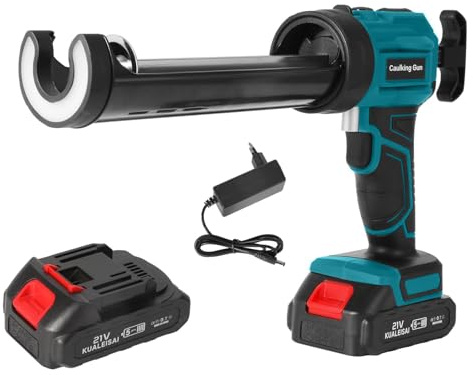 Elektrisk silikonpistol 21 V, elektriska limpistoler med 4 justerbara hastigheter, silikonpistol med LED, 300 ml trådlös patronpistol för tätning, fyllning (1 batteri)