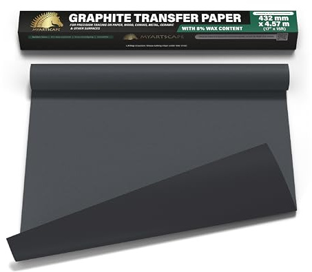 MyArtscape Graphite Transfer Paper Roll - Black Waxed Carbon Paper 17 x 15ft Transfer Paper Roll, Graphite Paper, Precise Carbon Paper Ideal as tracing Paper for Drawing