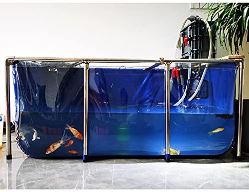 Generisch Aquarium-Poolteich mit klarem Sichtfenster, Schaubecken für die Koi-/Goldfisch-Zucht, PVC-Leinwand mit Stahlrahmen, viel Platz (Farbe: Blau, Größe: 100 x 70 x 61 cm)