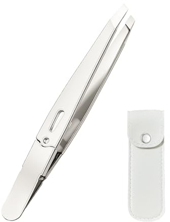 Eupneicu Pinzette, Professionelle Präzisions-Augenbrauen-Pinzette Für Frauen Und Männer, Schräge Spitze, Premium Rostfreier Edelstahl, Silber, 95 Mm