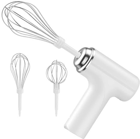 LULUWA Batidora de Mano Eléctrica con 2 Látigos Extraíbles, Látigo Eléctrico Manual con 3 Modos de Velocidad Batidor de Mano
