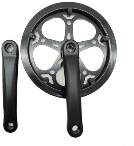 Klapprad-Kurbelgarnitur, 52 Zähne, quadratisches Loch, 170 mm, Kurbelarm-Set mit Schutzscheibe, Kettenblatt aus Aluminiumlegierung für Singlespeed-Fahrräder (schwarz)