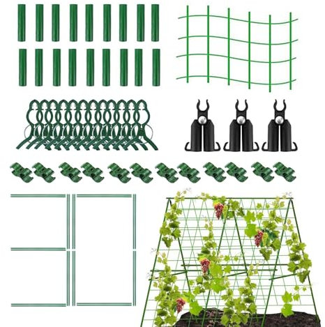 Garden Trellis for Climbing Plants | Cucumber Trellis for Raised Bed | 120×90cm Outdoor Metal Arch | A Frame Trellis Detachable Plant Support Trellis for Climbing Plants Tomato, Squash, Vegetable