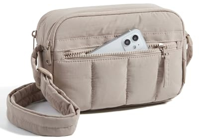 bagsmart Puffer Umhängetasche Damen Crossbody Bag Klein, RFID Schutz 2.4L