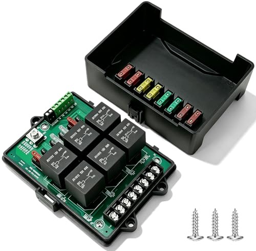 12V Sicherungs Relaisbox, Wasserdicht Relaisbox mit 6-fach Relais und 14 ATC/ATO-Flachsicherungen, 12V Relais Sicherungskasten Universal Sicherungsbox Relaiskasten für Auto LKW PKW Boote