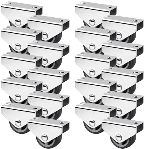 SAMA-Tech Kastenbockrollen Graue Möbelrollen Laufrollen Bockrollen Transportrollen Bettkastenrollen - 25mm x 20 Rollen - Spurlose & Leise TPE-Räder Kastenrollen für Bettkasten Schubladen & Kisten