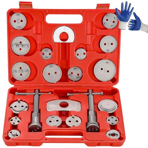 DASBET 24pcs Heavy Duty Disc Brake Caliper Tool Set Disc Brake Caliper Compressor Wind Back Tool Brake Spreading Tools (Red, 24pcs)