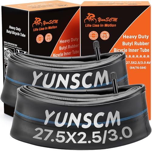 YunSCM 2PCS 64/76-584 Verdickung 27.5 Zoll Schlauch 27.5x2.5 27.5x2.6 27.5x2.8 27.5x3.0 AV32mm Schrader Ventil Kompatibel mit 27.5x2.50/2.60/2.80/3.0 Fahrradschlauch/E-Bike
