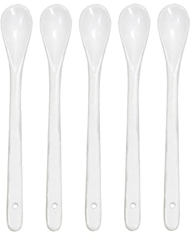 Onsinic 5-teiliges Porzellan-Egg-Löffel-Set: Kaffee-, Tee- & Dessert-Löffel aus Keramik