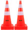 VEVOR Cône Signalisation Réfléchissant 73 cm, Plot de Chantier en PVC, Cône de Sécurité avec Base Lestée et Anneau Portatif pour Délimitation Stationnement d’Urgence en Route Parking, Orange et Argent