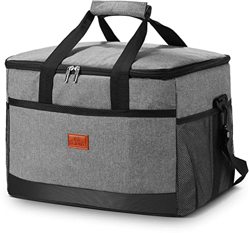30L Kühltasche Thermotasche, Faltbar Picknicktasche Lunchtasche Isoliertaschen, Picknicks, Strandtasche, Tragbarer Eisbeutel, geeignet für Reisen, Picknick, Wandern und Grillen (Grey)