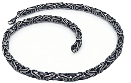 Dsnyu Herren für Halskette, 60CM Vintage Kette, Schwarz Grau Edelstahl Kette für Freund Breit 6MM