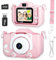 Appareil Photo Enfant Numérique, Jouet Fille 3-12 Ans, Rose, Double Objectif, Carte SD 32 Go, Étui en Silicone, Écran IPS 2,0 Pouces, Vidéo HD 1080p - Cadeau Fille de Noël et d'anniversaire (Rose)