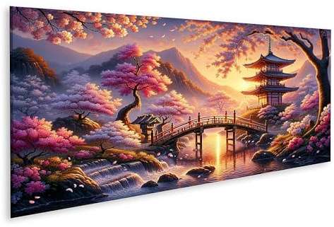 islandburner Tableau Premium sur Toile Fleurs de Cerisier Japonaises en Pleine Floraison Saison Magique Images Photos Murales Poster