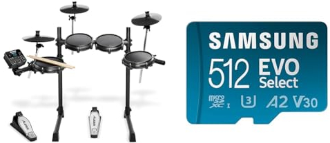 Alesis Turbo Mesh Kit - E Drum/E Schlagzeug Elektronisch mit Mesh-Heads & Samsung EVO Select microSD-Karte + SD-Adapter