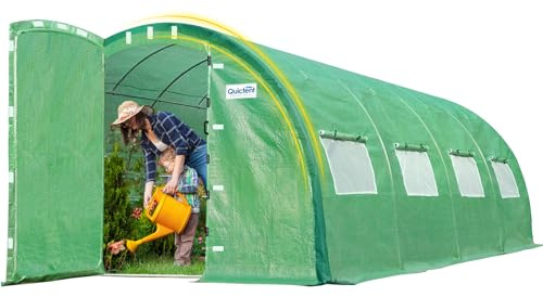 Quictent Premium Greenhouse for Outdoors with Swing Door, Large Walk-in Green House W/ Upgraded Tunnel Hoop Frame & PE Cover Outside Garden Plant Tent, 2 Doors 8 Screen Windows, 20x10x6.6 FT, Green