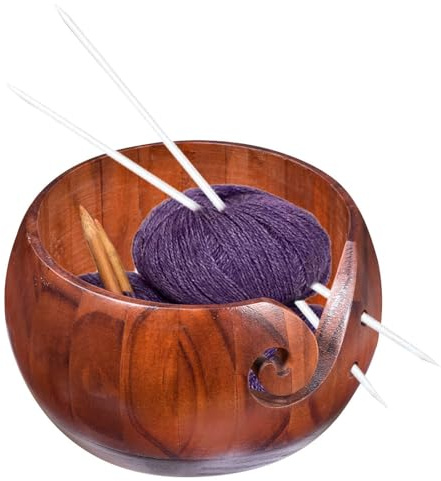 Generisch Cuenco de hilo para tejer, multiusos, cesta de almacenamiento de lana de punto hecha a mano, con agujeros para tejer, ganchillo y arte de jardín, manualidades y costura