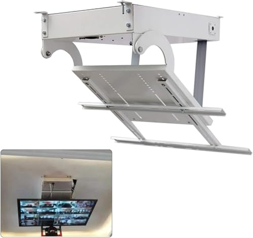 Soporte de techo eléctrico motorizado para TV con control remoto, ángulo ajustable para televisores de 70 a 85 pulgadas, instalación de techo inclinado, diseño que ahorra espacio