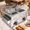 Freidora de gas Gastro, 20 L, doble tanque, freidora de acero inoxidable con gran capacidad, profesional de gas con cesta para patatas fritas para restaurante, cocina casera, snack bar