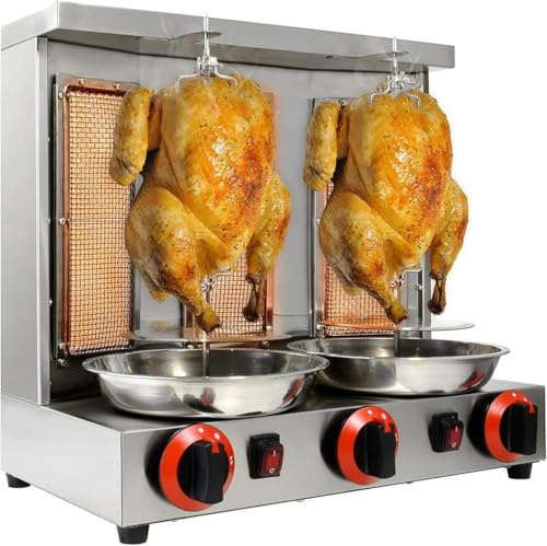 Parrilla de gas asador, calefacción giratoria de 360 grados, máquina giroscópica vertical de acero inoxidable, fácil de limpiar para uso doméstico y de cocina en restaurantes