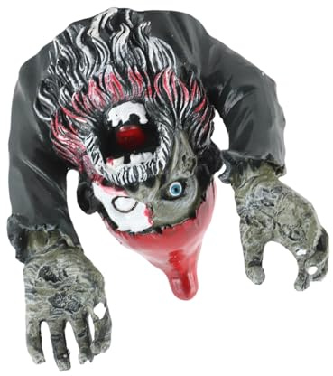 Hztyyier Evil Zombie Gnome Sculpture Garden Statue for Halloween Indoor Outdoor Decoration 10.4X10.4Cm