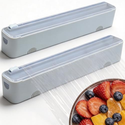 Dispensador de film transparente, cortador magnético, cortador de papel de aluminio, dispensador de papel de aluminio y conservación fresca, cortador de láminas para cocina, 2 unidades (2)